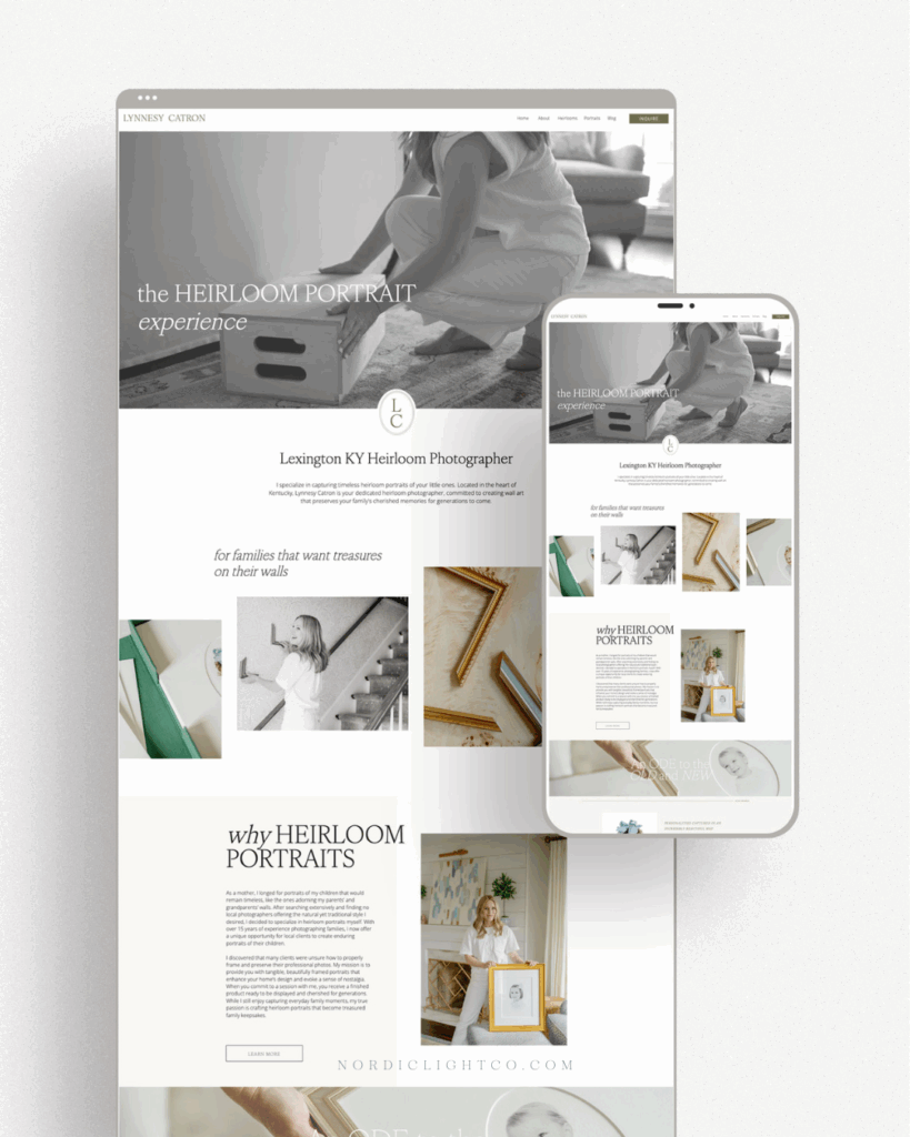 Overview of Lynnesy Catron Showit website 